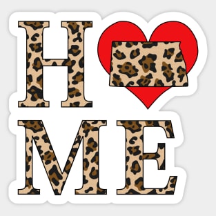 North Dakota Home Leopard Print Sticker